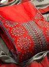 Orange Latest Fancy Designer Casual Wear Pure Cotton Embroidery Worked Dress Material Collection 108